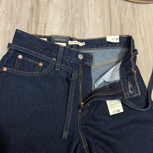 Levi's XL Baggy Straight Women's Jeans Mid Rise Oversized Tie Belt Denim W24 L31 - Picture 7 of 14